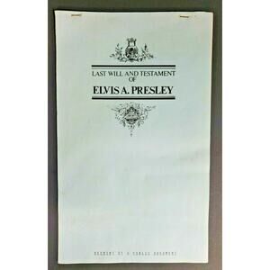 Vintage Elvis Presley Last Will And Testament Public Document WS7C